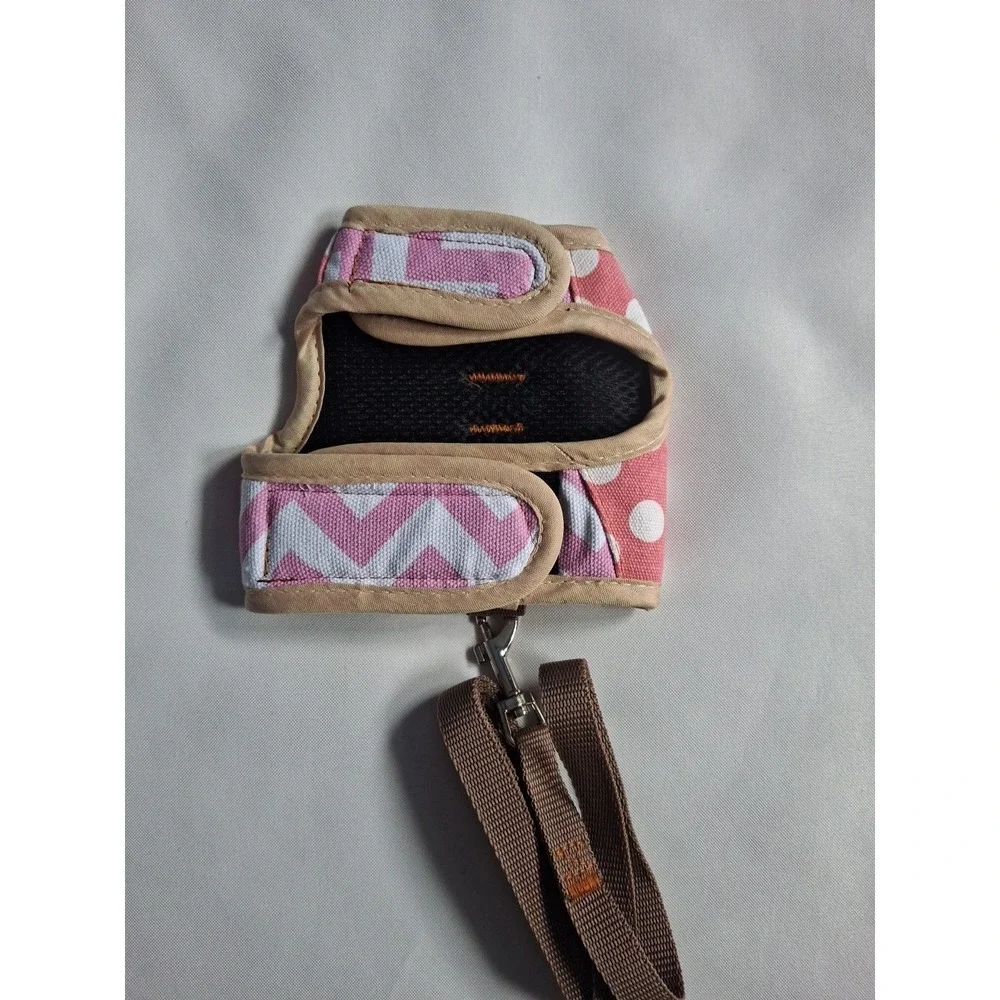 Cat Harness and Leas Set Pink Polka Dots Size Large adjustable Padded Vest